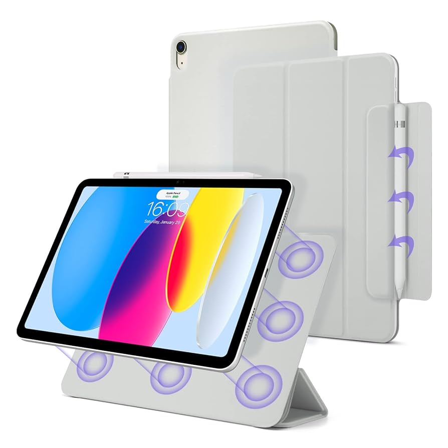 iPad10世代iPad ケース 強力マグネット吸着式、スリムな三つ折り Amazon.co.jp: iPad 10 ケース マグネットケース iPad 第10世代