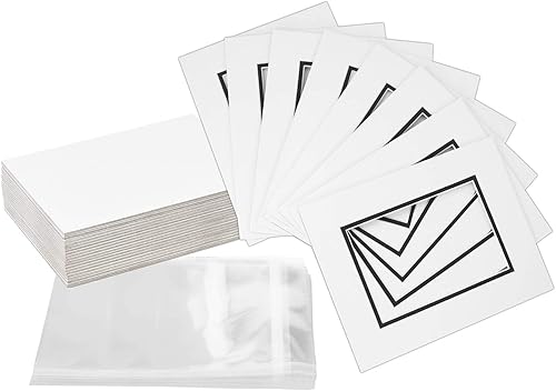 Pack de 328x 10blanconegro doble esteras Mattes para 5x 7Foto con color blanco Core biselado Cut + Respaldo + Bolsas