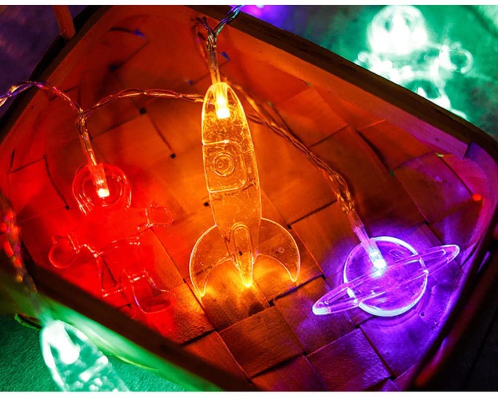 Łańcuchy świetlne, Kreatywny astronauta statek kosmiczny rakieta świetlna sznurek|na(Colorful,6.5FT(10LED))