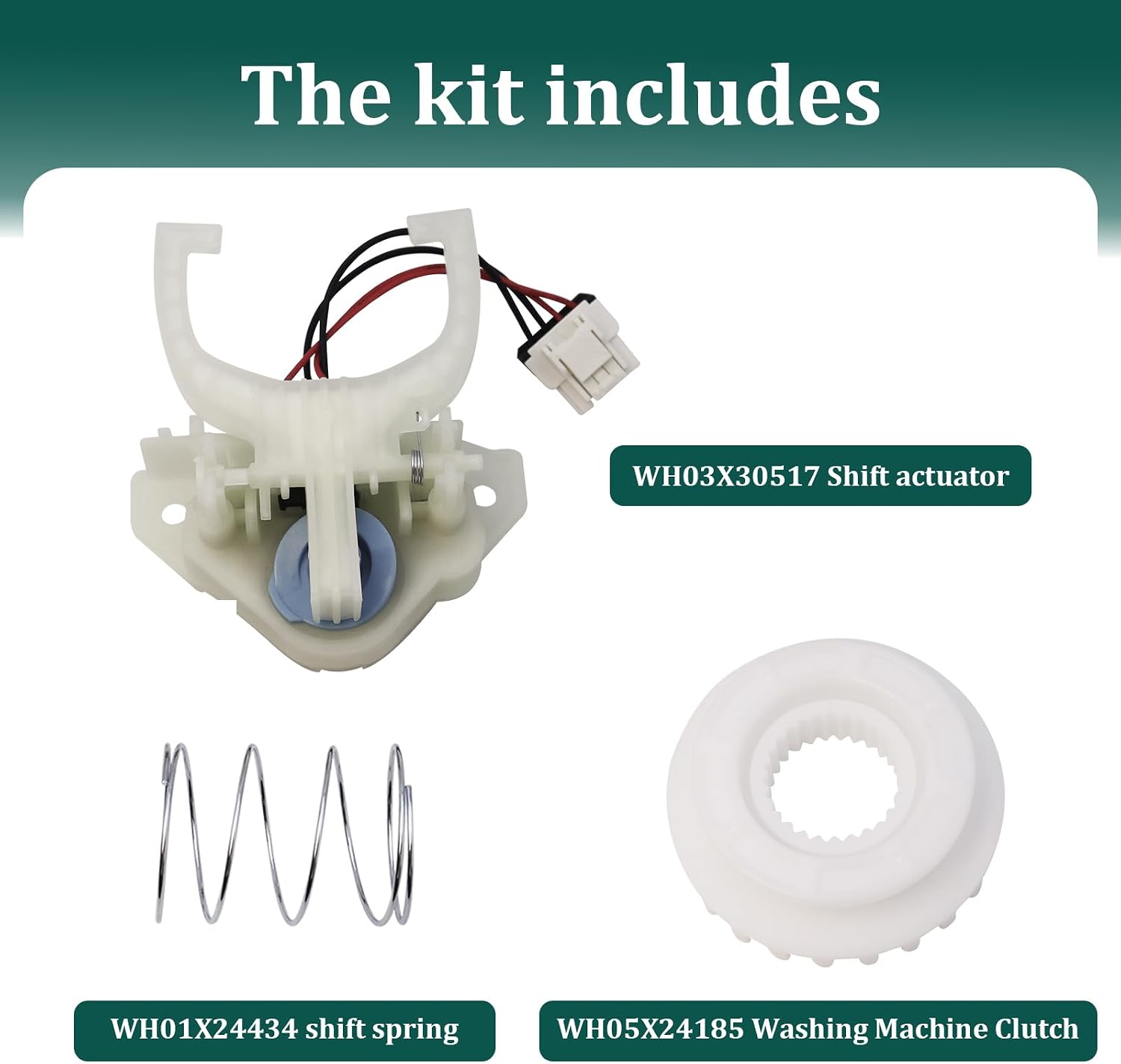 WH03X30517 Shift Actuator + WH05X24185 Washing Machine Clutch + WH01X24434 Shifter Spring Fit for GE Washer