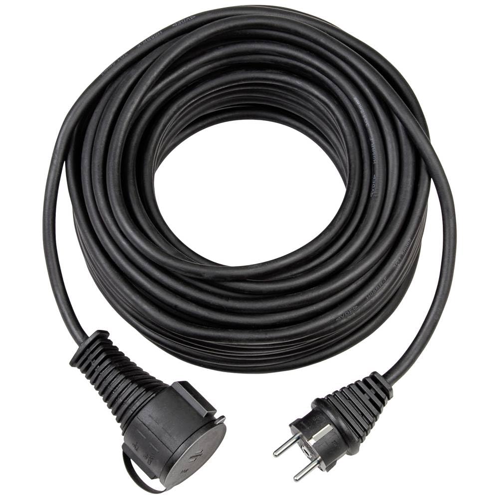 Brennenstuhl Cable alargador de Goma de Calidad de 10 m (IP44, Cable para Exteriores) Negro
