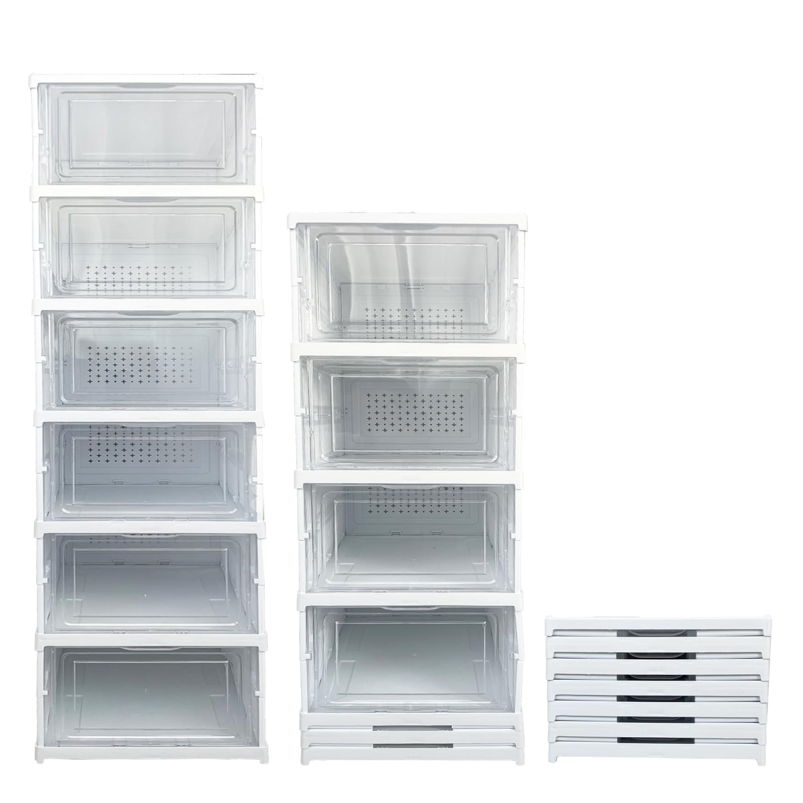 KEAIDUO Magnetic Clear Shoe Boxes, Heavy Duty Stackable Sneaker Organizer with Drop-Down Door, Dust-Proof Plastic Storage Containers for Closet, Fits Size 13