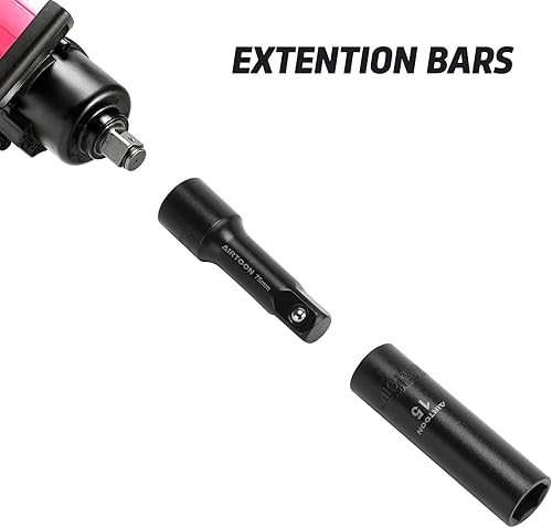 Miniatura 7 de AIRTOON Juego de llaves de impacto de 12 pulgada, 49 piezas de dados métricos profundos y poco profundos de 0.315 in a 1.260 in, 6 puntos, acero