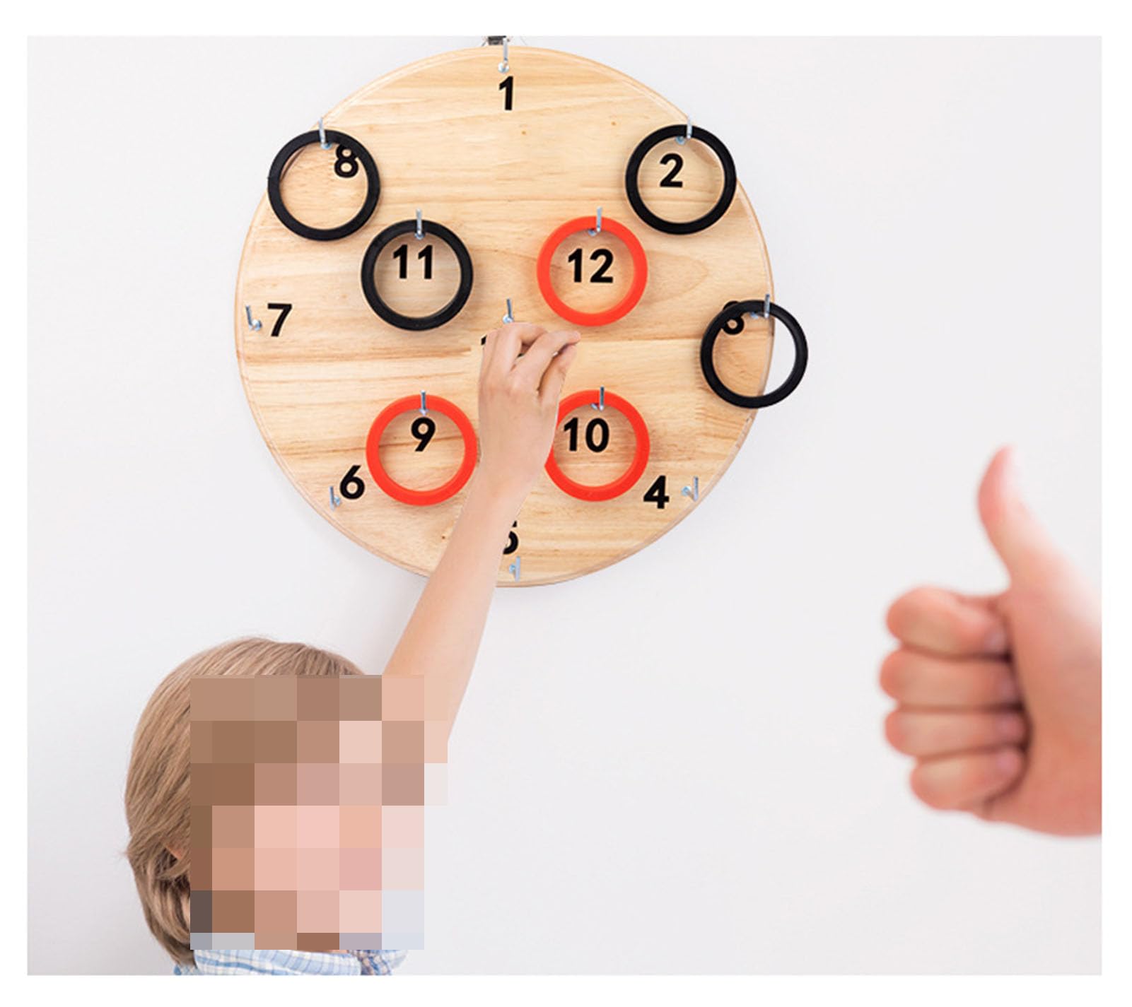 Gioco da Parete con Anelli in Legno, Gioco di Lancio numerato, Gioco interattivo di Lancio Anelli per la Famiglia,Small