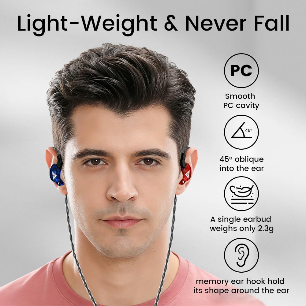 Auricolari da gioco con microfono, universali da 3,5 mm, HiFi, sportivi, per corsa, con microfono, auricolari musicali (withmic, rosso e blu)