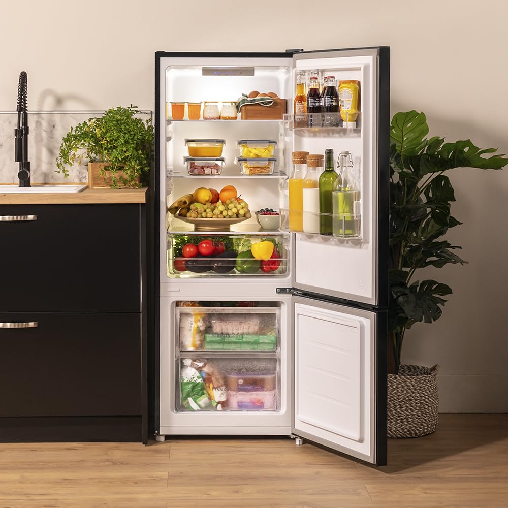 Cecotec Frigorifero Combinato Bolero CoolMarket Combi 205 DF Black E. 205L, Defrost, Fast Cooling, Classe E, Display Interno, Porta Reversibile, LED, 54x55x144 cm, design elegante e funzionale
