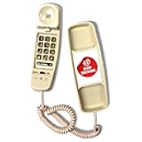 Med-Pat T-4 Full-Featured Trimline Telephone w/Ring/in-Use Light Indicator - Corded Wall Phone w/Full Range Volume Control, Hearing Aid Compatible, Ideal for Hotel, Business & Landline Use- Cream