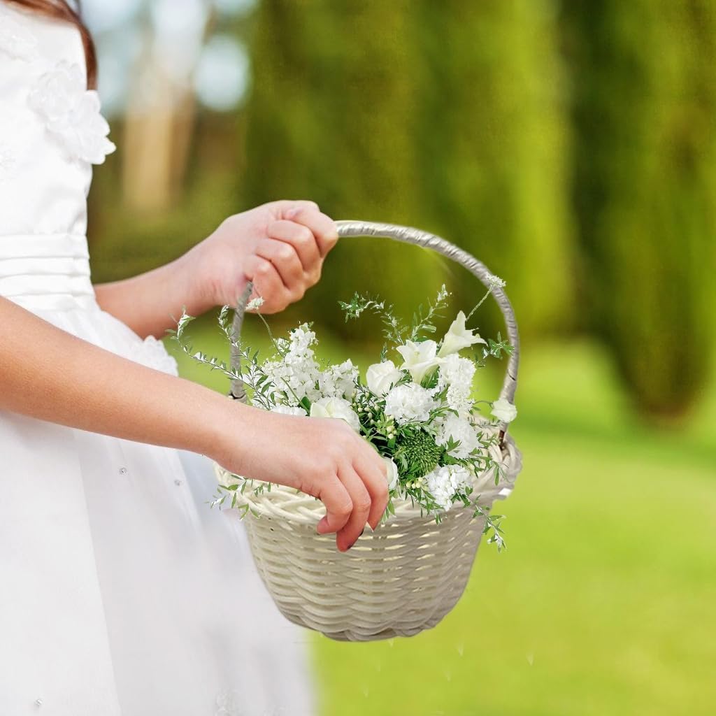 Pack of 4 Handwoven Flower Baskets Artifical Rattan Crafted Baskets Handheld Baskets for Home and Wedding Use image 2