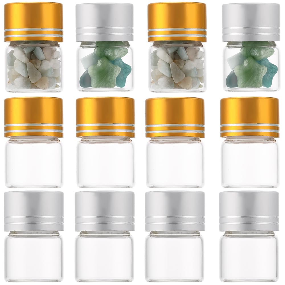 SUNNYCLUE 40 Mini Bottigliette In Vetro Con Tappo Oro Da 6 Ml - Fiale Trasparenti Per Bomboniere, Fai Da Te, Spezie E Perline