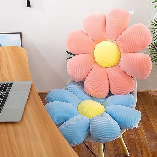 Miniatura 8 de Almohada de suelo de flores, cojín de asiento de margarita, bonita decoración de habitación para niñas, felpa de flores para leer y descansar,