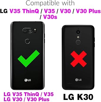 Asuwish Phone Case for LG V35 ThinQ V30 Plus Cover Hybrid Rugged Shockproof Drop Proof Full Body Protective Heavy Duty Cell Accessories LGV30 LGV35 LG30 LG35 V 30 35 V30+ V30s H931 Women Men Black