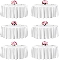 VEVOR 6-Pack 120-Inch White Round Tablecloths - Stain-Resistant, Wrinkle-Free Polyester for Weddings, Parties, Banquets
