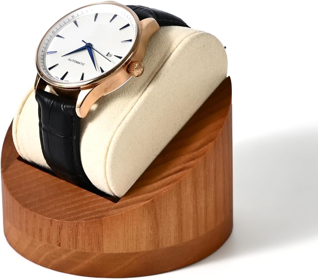 Solid Wood Single Watch Display Jewelry Watch Showcase Display Stand (Beige)