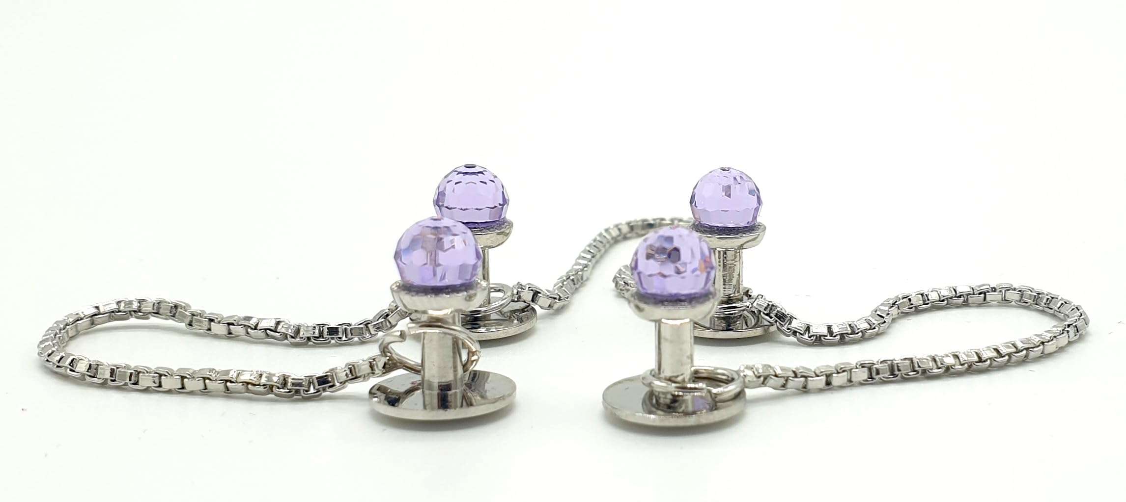 Maskey Swarovski Silver Plated Rhodim Color Purple Diamond Designer Luxury Brass Metal Buttons-image-4