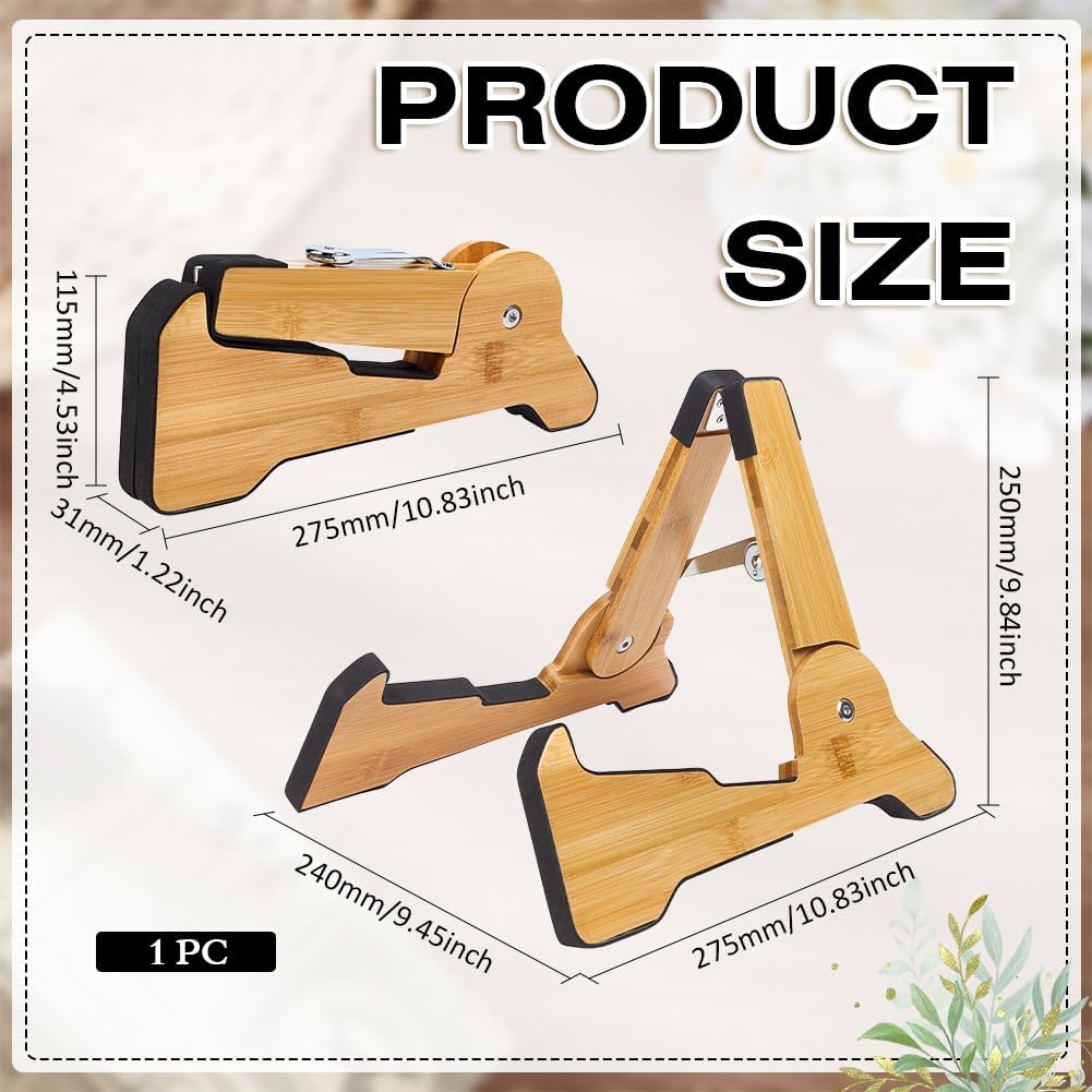MAYJOYDIY Wooden Guitar Stand Adjustable Guitar Floor Stand A Frame Folding Guitar Holder Acoustic Guitar Stand with Padded Foam for Bass Cello Mandolin Banjo Ukulele