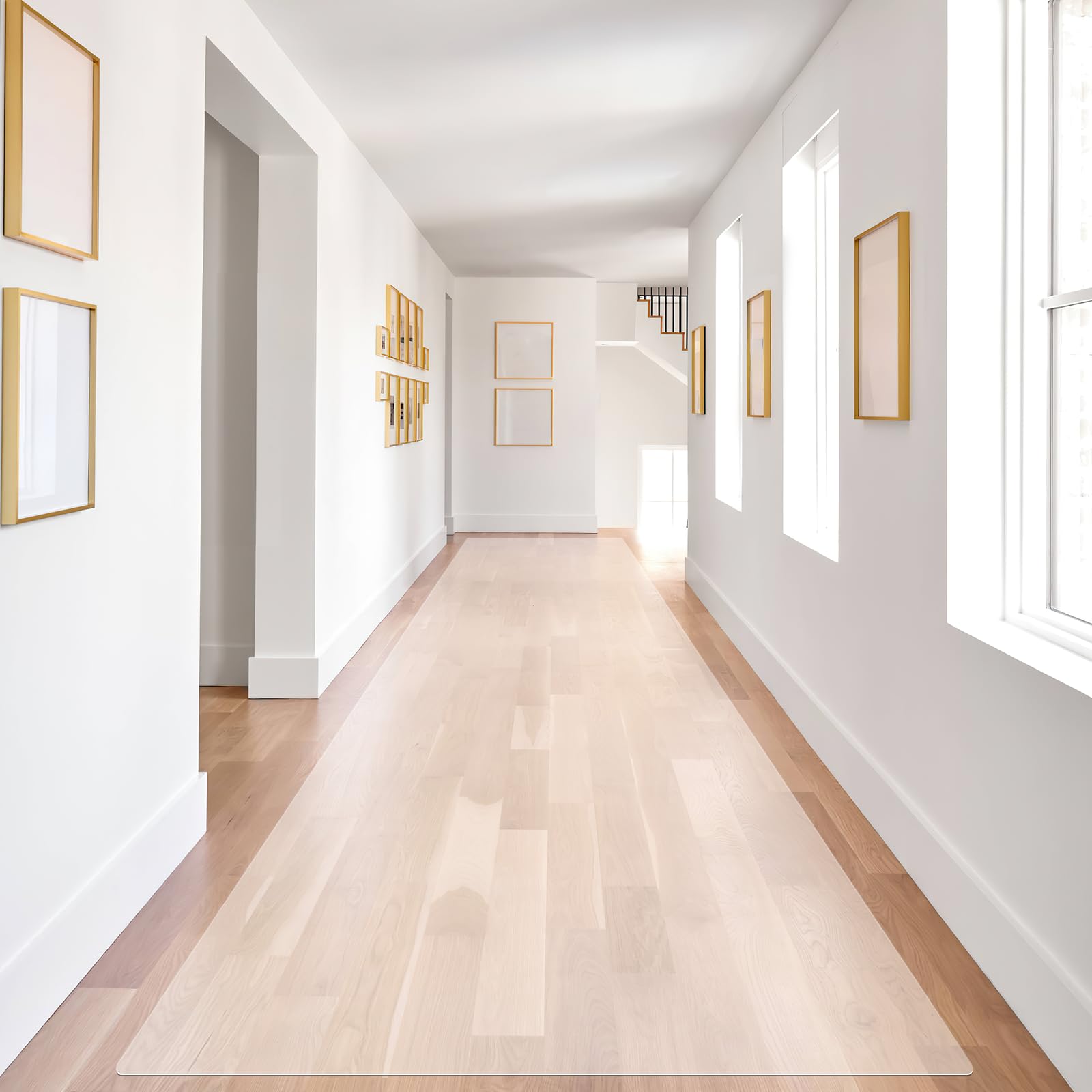 Vicwe Clear Runner Rug for Hallway, 3'x10' No Slip Waterproof Kitchen Standing Floor Mat, Vinyl Indoor Outdoor Entryway Runner Rug for Laundry, Living