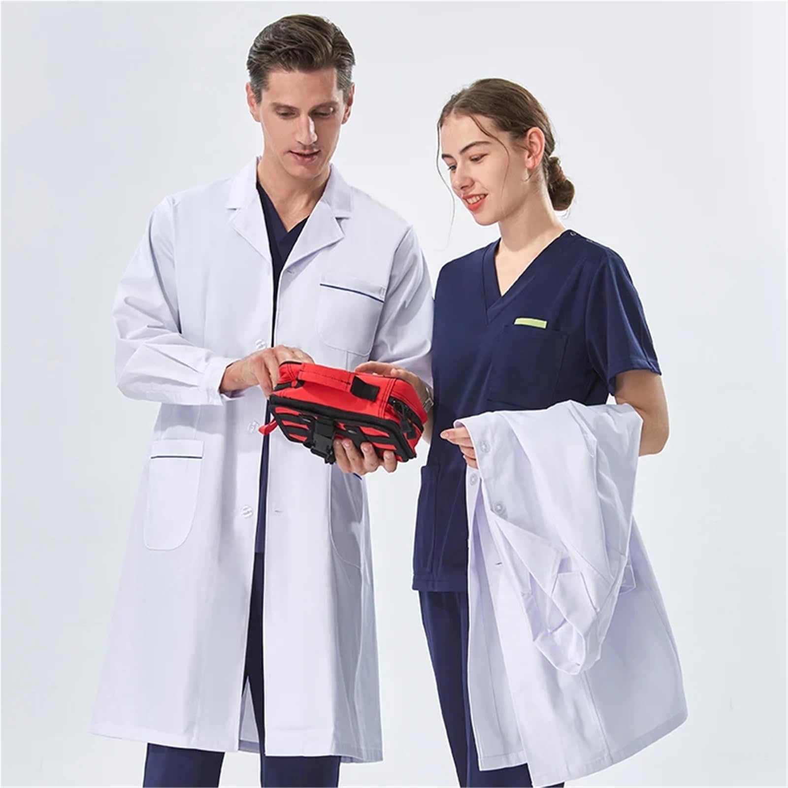 Bata de Laboratorio Blanca económica for Mujeres, Hombres, Estudiantes, Profesionales de la Salud, Enfermeras, de Manga Larga, Bata de Trabajo médica.
