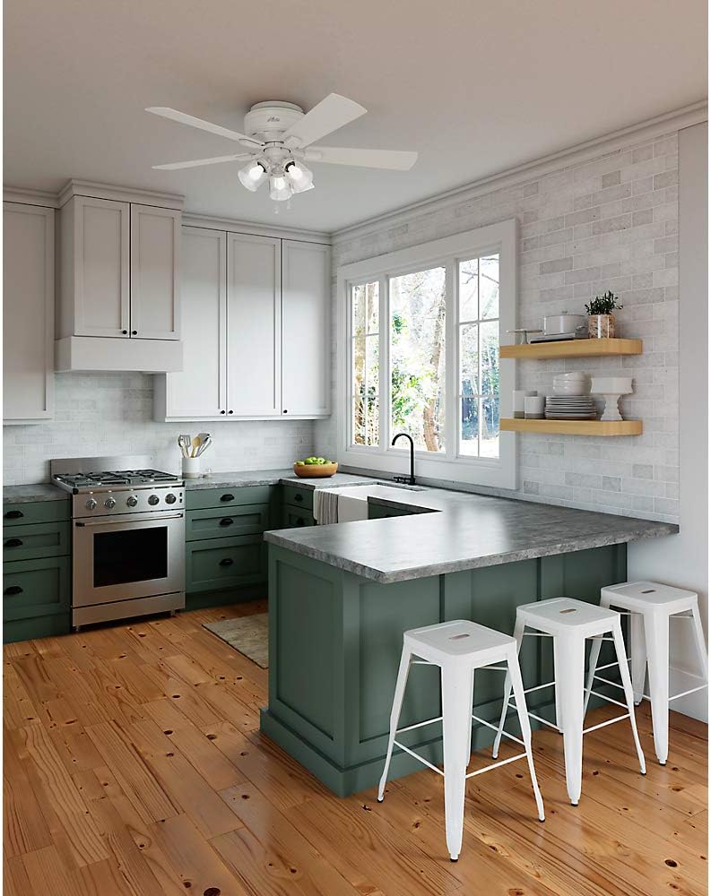 Blасk Frіdау - 50% оƒƒ Hunter Crestfield Indoor Low Profile Ceiling Fan with LED Light and Pull Chain Control, 52, Fresh White