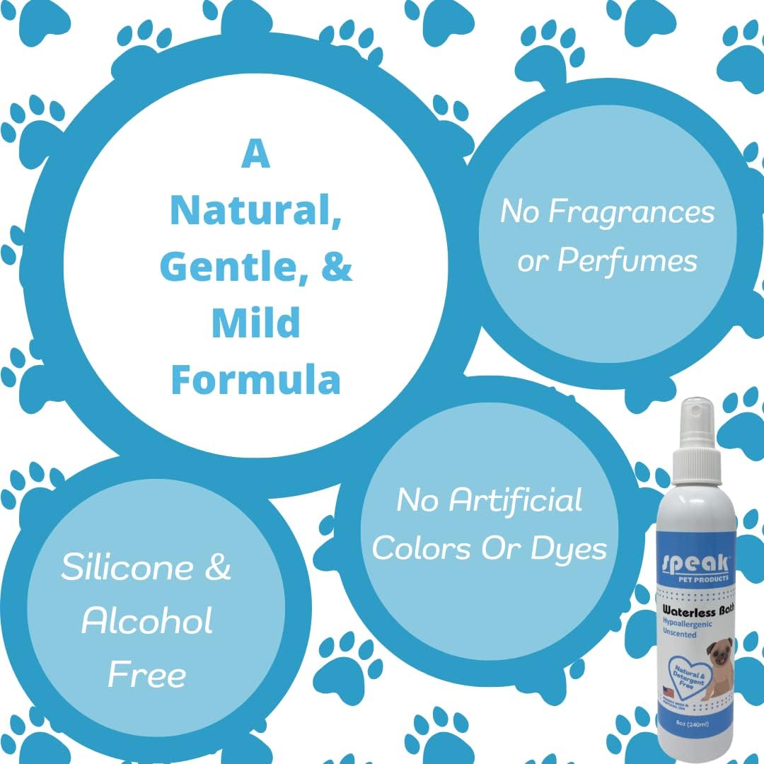 Speak Pet Products Natural Waterless Bath Spray, for Dogs, Hypoallergenic Unscented, 8oz image 4