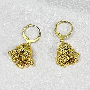 Orecchini a cerchio in oro indiano Jhumki Bell Vintage Statement per le donne retrò etnico bohémien Hollow Jhumka campane rotonde nappa orecchini pendenti Bollywood tradizionale Boho Gypsy Huggie