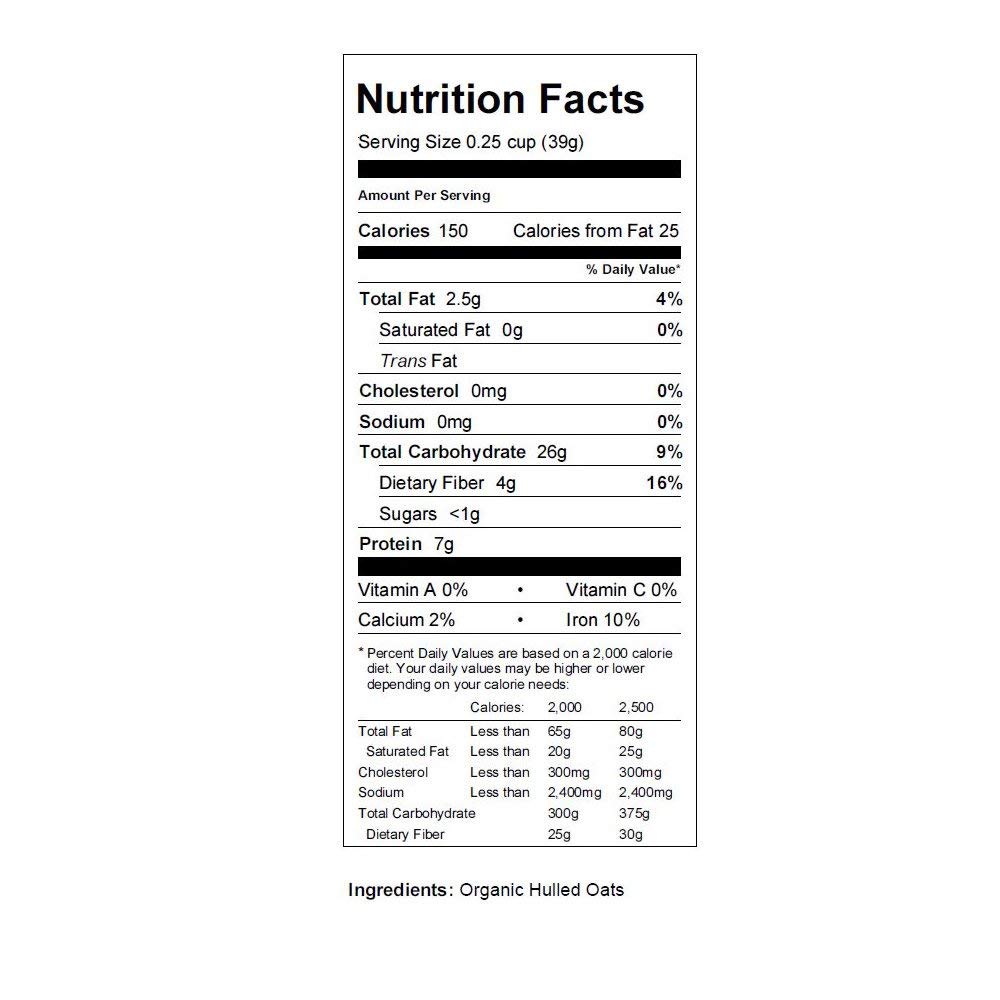 Organic Hulled Oat Groats - 30 Lbs - Oats - Hull Removed - Cereal Grain - Storage, Grains, & More