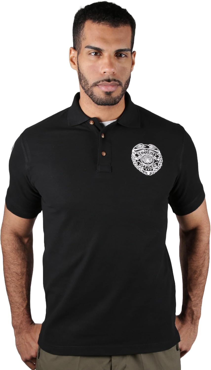 First Class Black Poly Cotton Security Polo Shirts