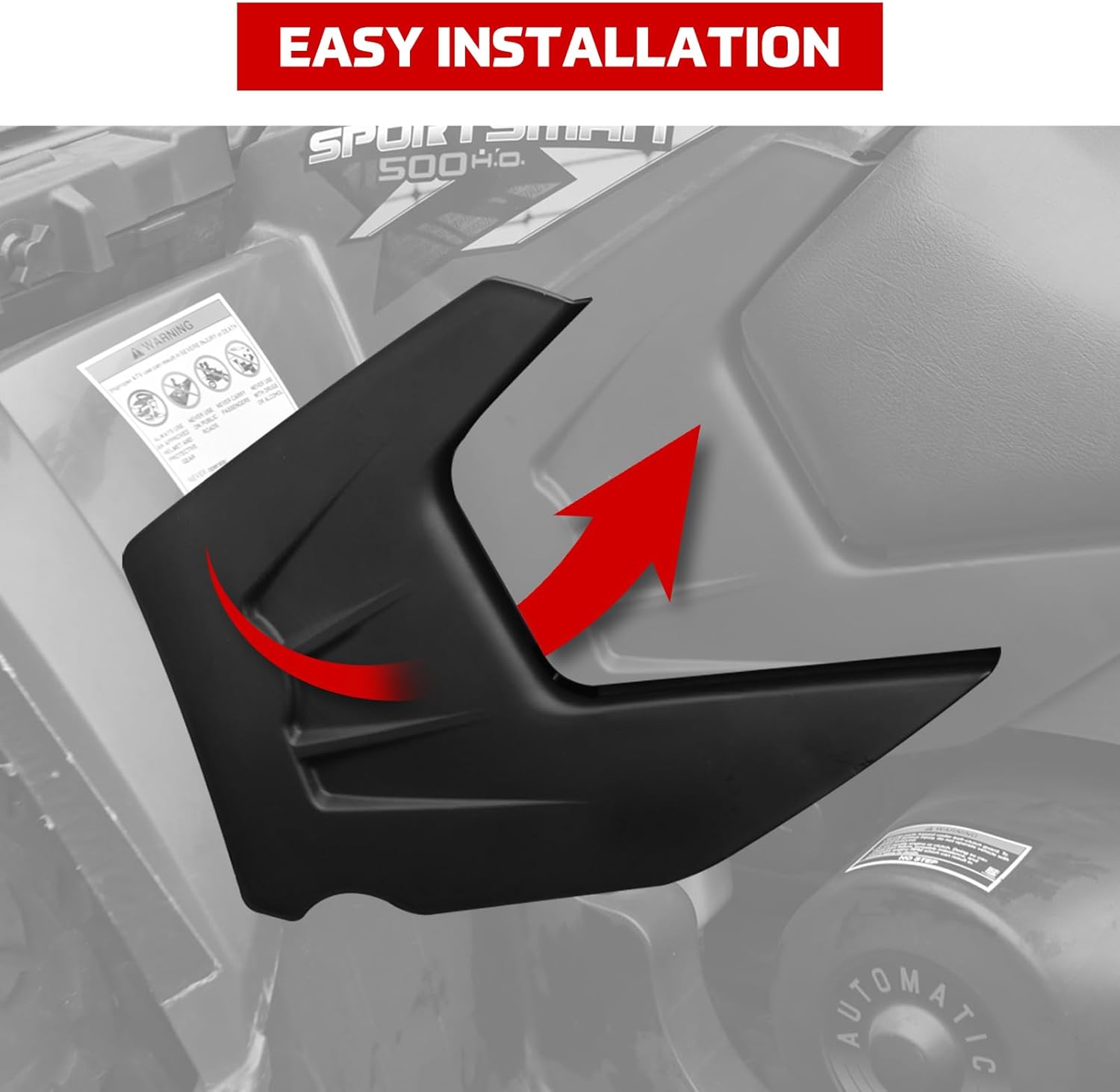 Side Panels with Foil Assembly for Polaris Sportsman 800 700 500 2006 2007, Left and Right Black Side Fairing Panel Guard Plates, Replace #2632936-177, #5435559-070