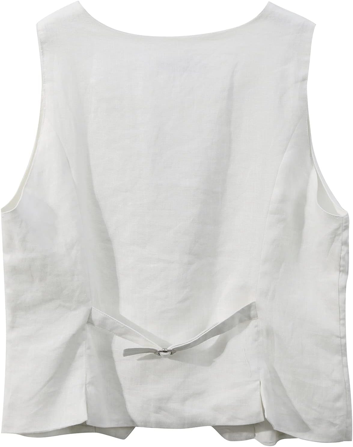 Amazhiyu Womens Pure Linen Sleeveless Button Down Crop Top V Neck Waistcoat Vest