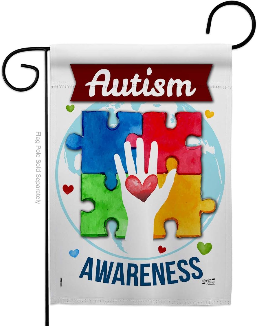 Hope for Autism Awareness Burlap Garden Flag Support Inspirational Survivor Ribbon Prevention Cancer Breast BLM Small Decorative Gift Yard House Banner Double-Sided Made In USA 13 X 18.5