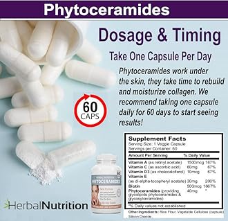 Herbal Nutrition Phytoceramides Rice Based with Biotin Vitamin A C D and E, 4 Bottle Pack 40mg