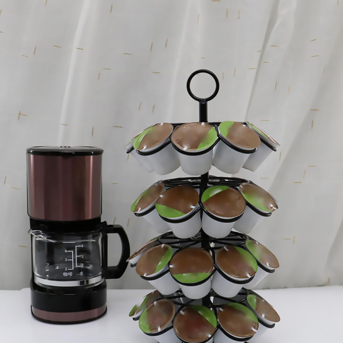 LIFKOME Coffee Capsule Storage Shelf, 4 Layer Iron Holder for 36 Capsules