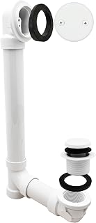 Westbrass Tip-Toe Sch. 40 PVC Bath Waste with Two-Hole Elbow, Powder Coat White, D4932-50