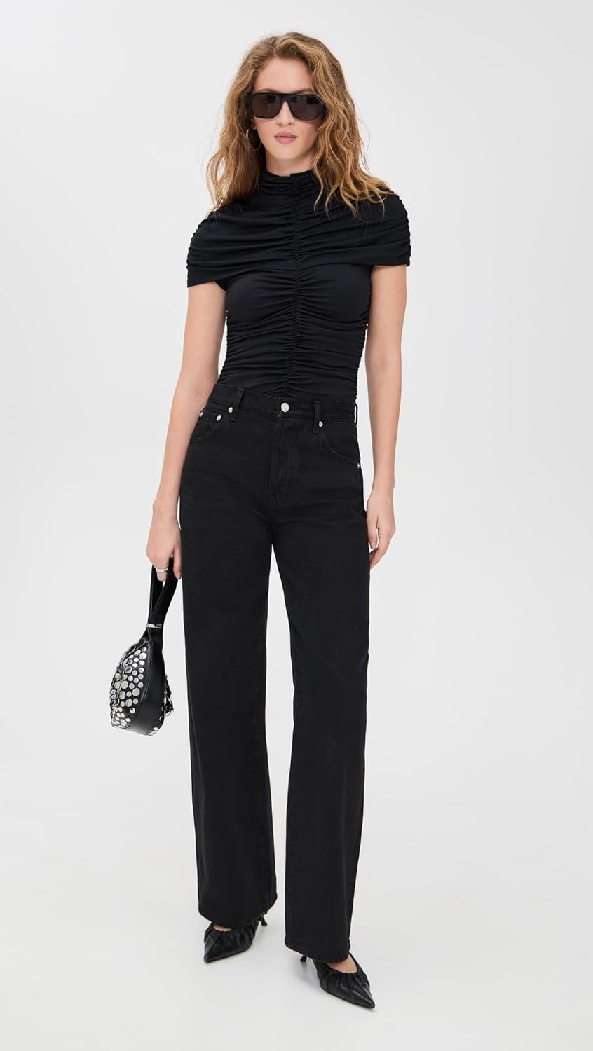 Susana Monaco Women's Mock Neck Overlay Gathered Top 3" - Image 5