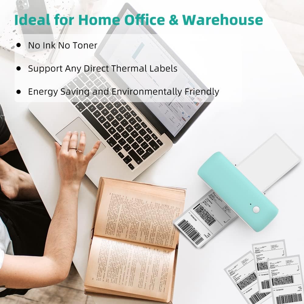 Thermal Label Printer, Shipping Label Printer 4x6, Commercial Direct Desktop Label Printer for Small Busines, Compatible with , Ebay, Shopify, Etsy, UPS, USPS, FedEx, DHL (Green) : Office Products