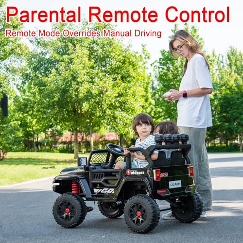 LUIBAS 24V Kids Ride On Truck, Battery Powered Electric Kids Car Vehicle Toy W/Parent Remote Control, Slow Start, LED Lights, MP3 Radio, Power 4 Wheeler Side by Side, 2 Seater-Black - Thumbnail 3