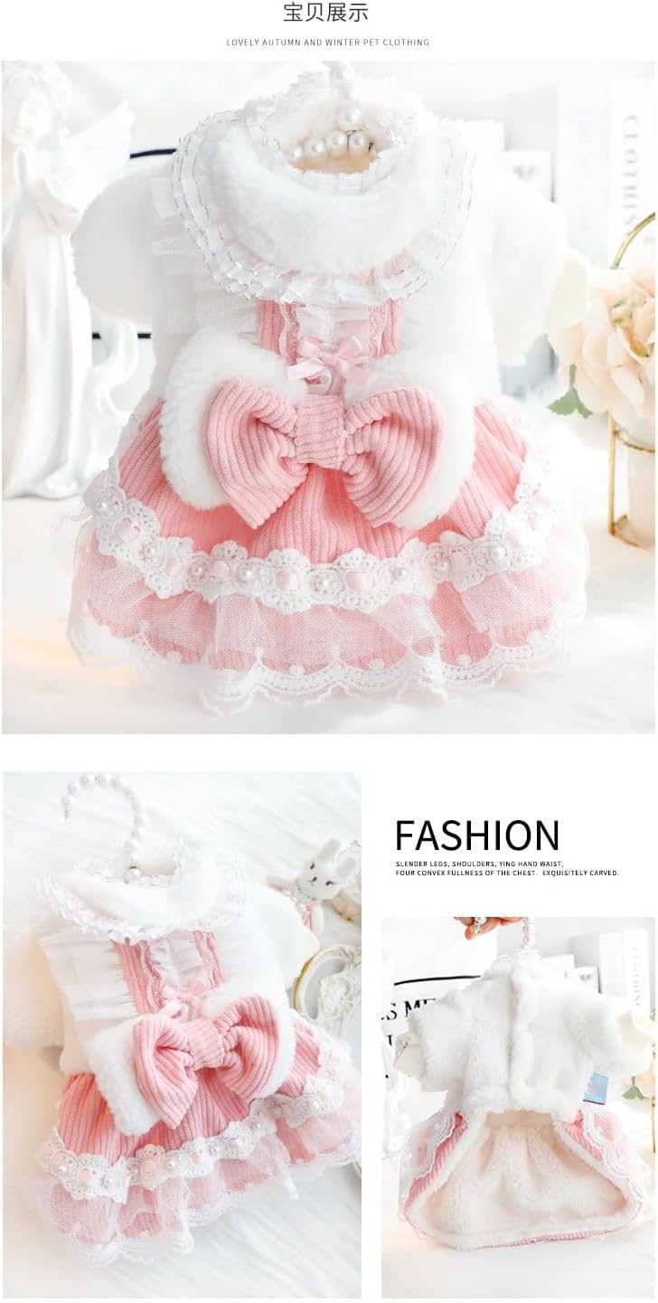 AZA Dog Princess Dresses for Small Dogs Lolita Clothes Lace Costume Bow Pet Girl Cute Coat Outfits Sunmmer Costumes (S,Blue)