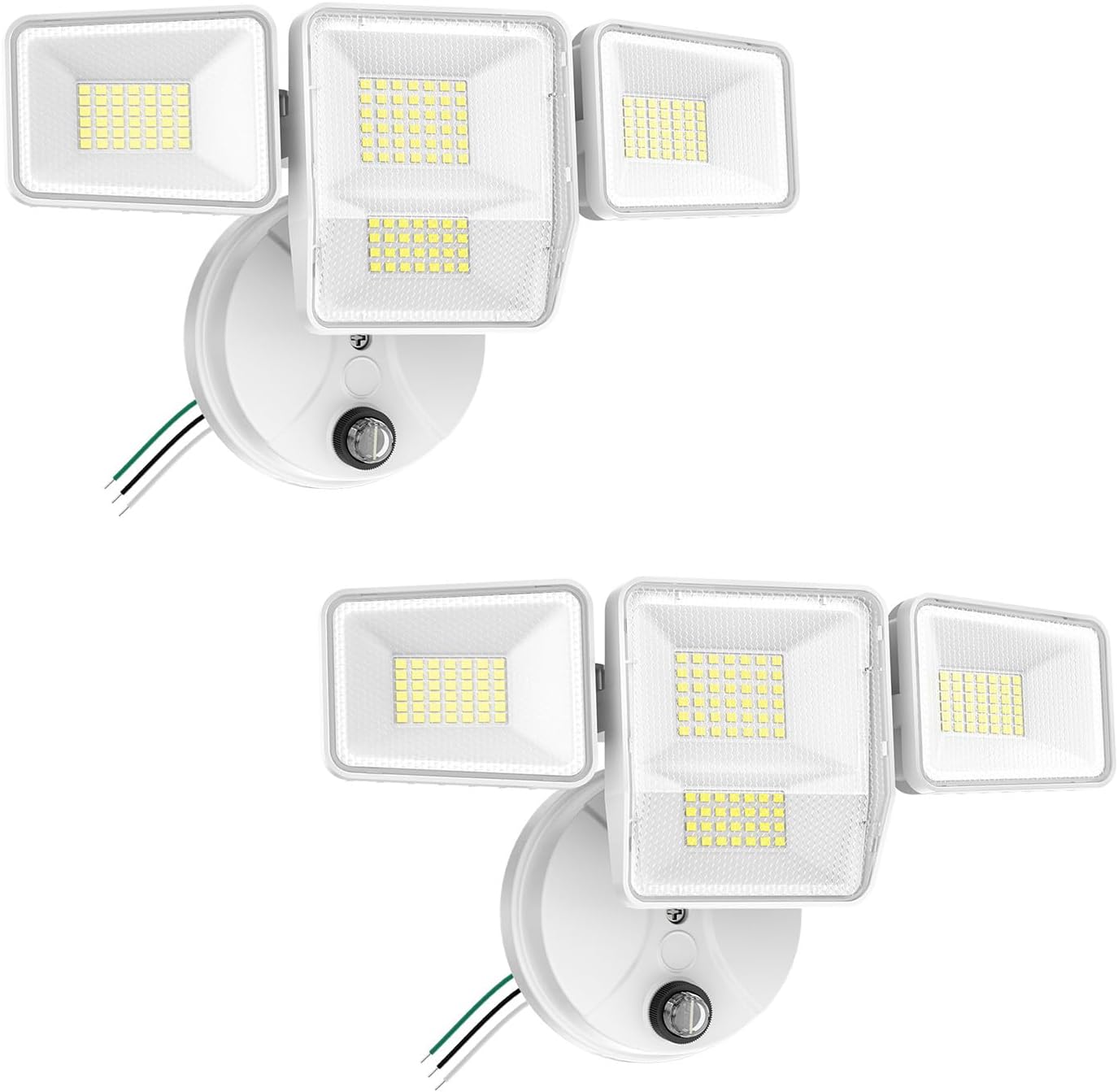 70W Dusk to Dawn Flood Lights Outdoor Lighting, 7000LM Dusk Till Dawn Floodlight, 4 Heads LED Security Light with Photocell, IP65 Waterproof, 6500K Daylight for Yard Garage Porch 2 Pack Black