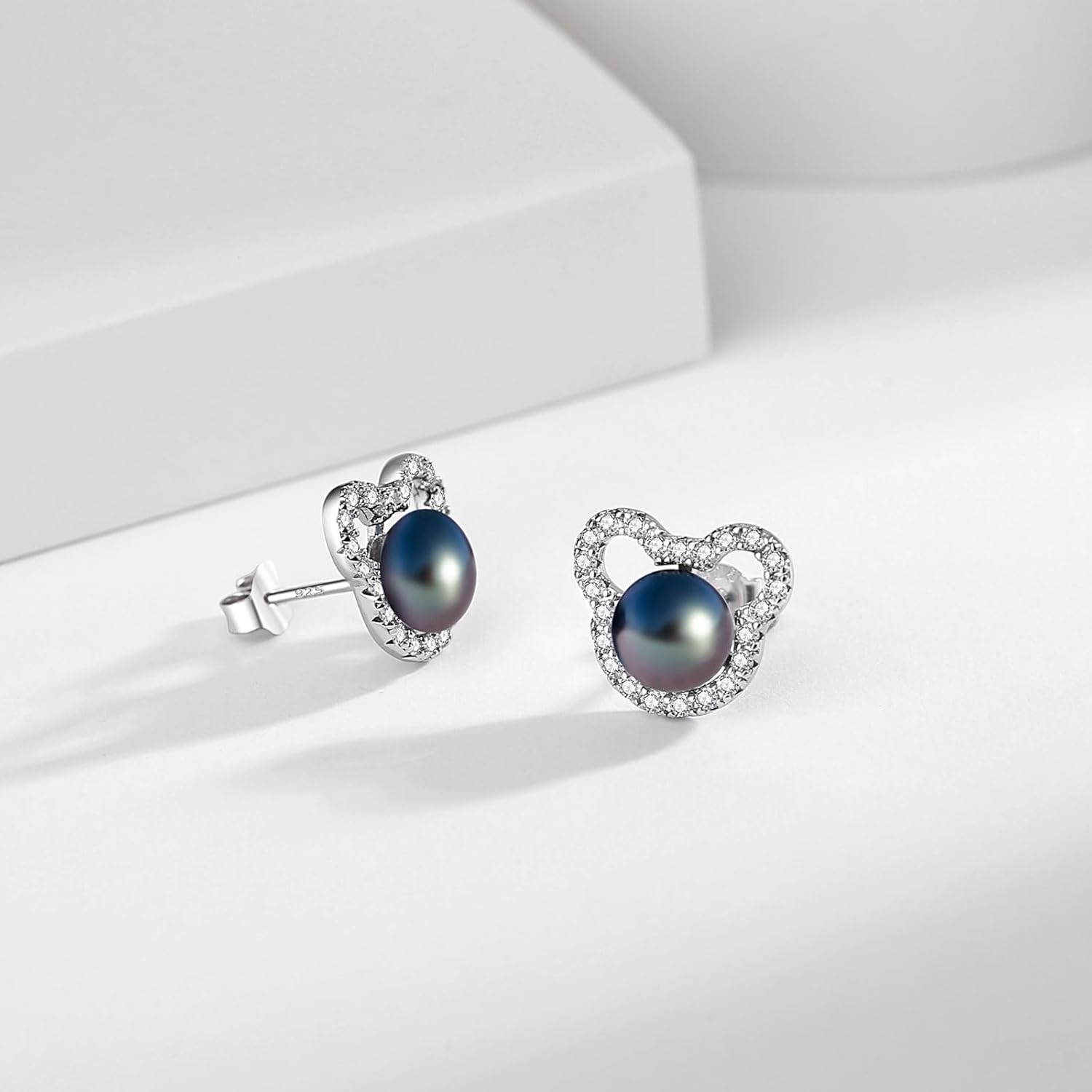 Pearl Earrings for Women, S925 Sterling Silver Cat/Mouse Stud Earrings, Freshwater/Saltwater Cultured Pearls Jewelry Gifts for Mom Grandmother