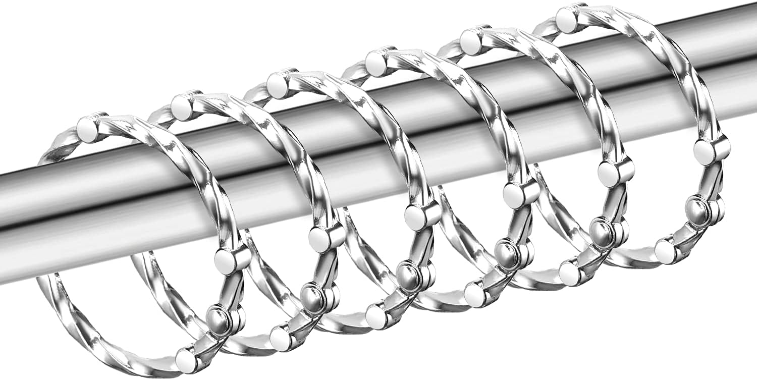 CHICTIE Chrome Shower Curtain Rings, Silver Rustproof