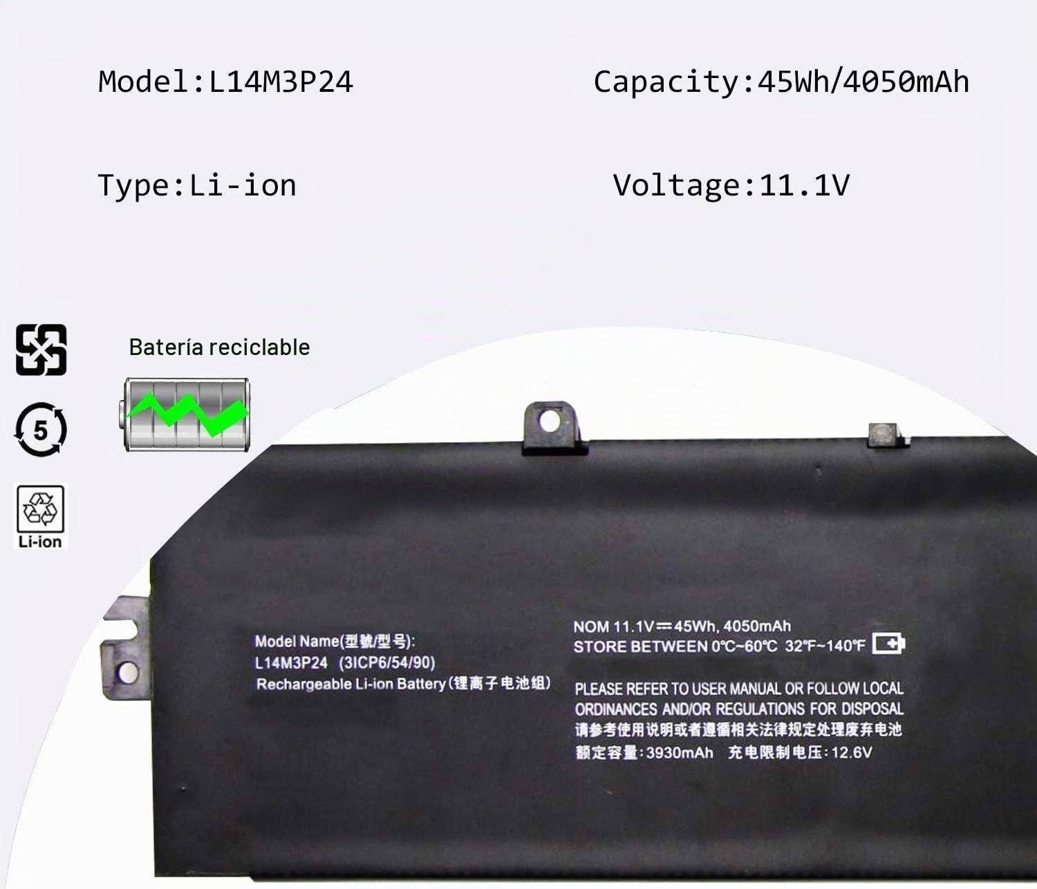 45WH L14M3P24 Laptop Batería para Lenovo Legion Y520-15IKBA Y520-15IKBM Y520-15IKBN IdeaPad Y700-14ISK 700-15ISK 700-17ISK Series Notebook L14S3P24 L16S3P24 L16M3P24