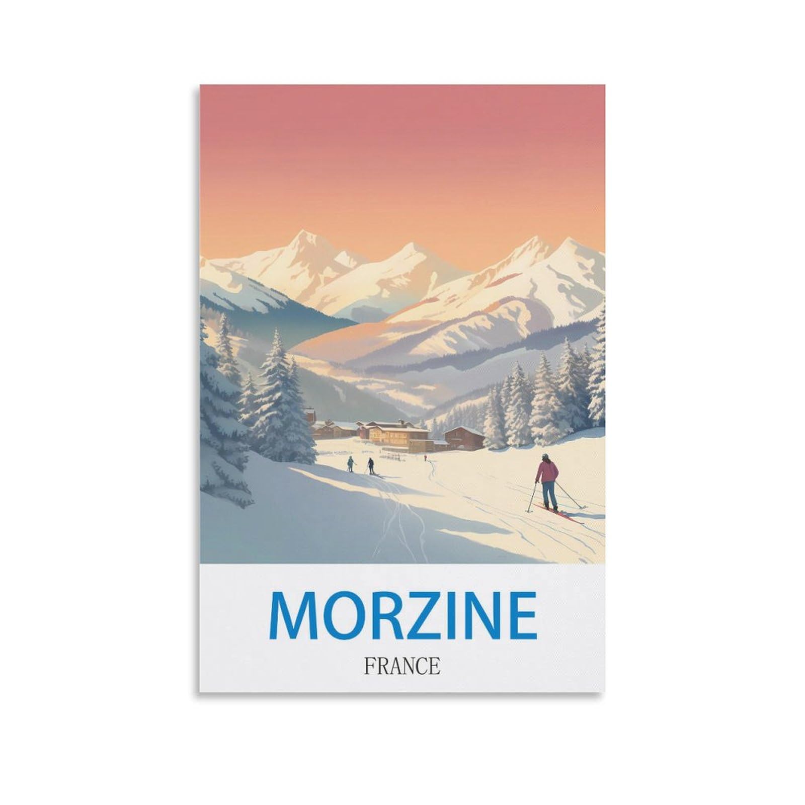 EZMLFA Paint by Numbers for Adult Girls Morzine France Ski Easy Paint by Numbers for Beginner Craft for Home Wall Decor Drawing 30x40cm
