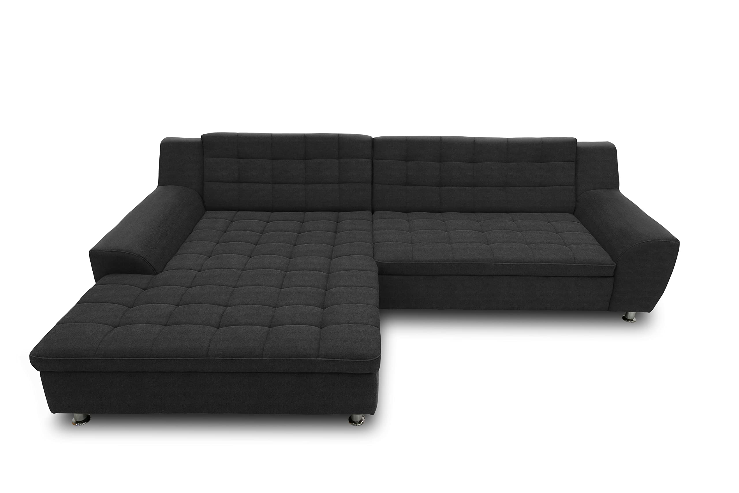 DOMO. collection Ecksofa Merida, Sofa mit Schlaffunktion in L-Form, Eckcouch mit Bettkasten, Schlafsofa 304 x 200 x 84 cm (BxTxH), dunkelgrau
