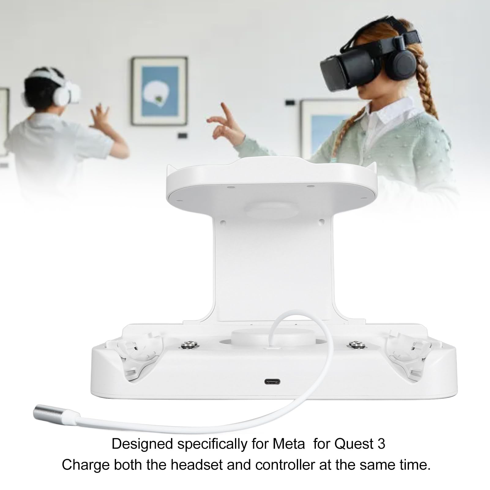 Dock di Ricarica per Visore per Stazione di Ricarica Rapida VR Dock per Controller per Supporto per Visore VR Supporto Controller per Batterie