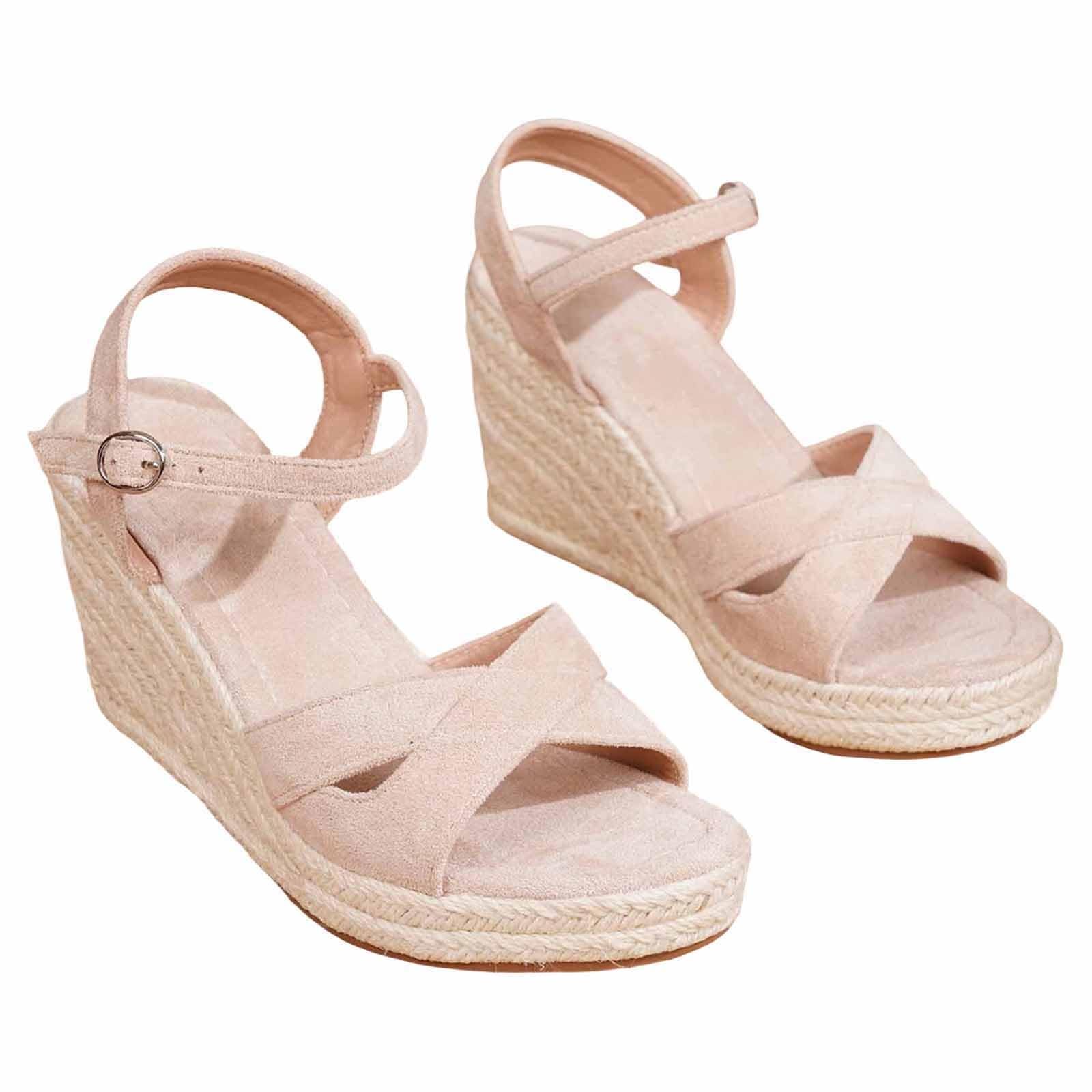 Espadrilles sandales compensées à bout ouvert style classique