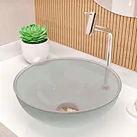 Cuba Pia de Apoio Sobrepor Vidro Redonda 29cm Banheiro Lavabo Beltempo BT-4030 (Transparente)