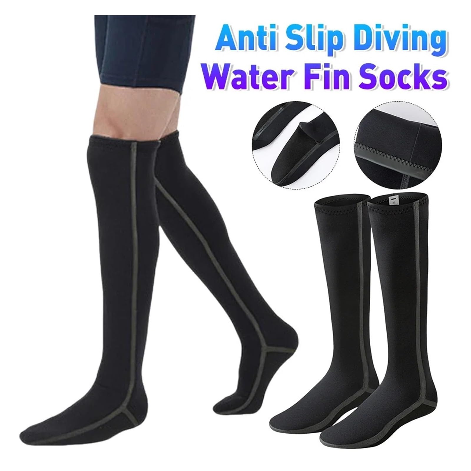 Calzini da Muta in Neoprene 3,0 mm, Antiscivolo, for Pinne Surf, Impermeabili, Termici, Spiaggia, Nuoto