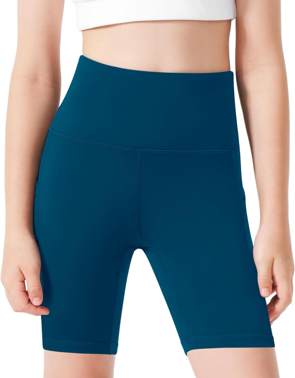 Stelle Girls 3″/4″/8″ Bike Volleyball Shorts with Pockets Youth Athletic Yoga Dance Gymnastics Compression