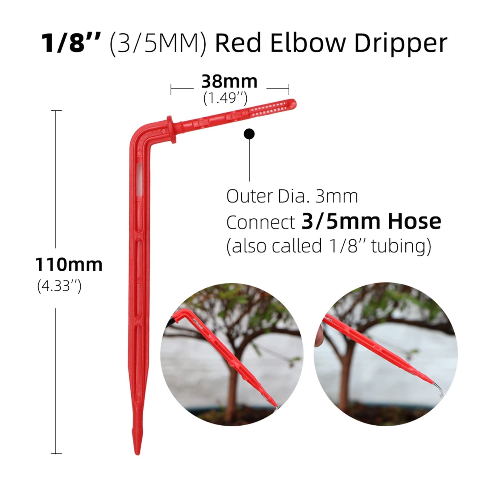 Zestaw do nawadniania kropelkowego szklarnia czerwony emiter łokci automatyczny system nawadniania kropelkowego 4/7 do 3/5 mm wąż ogrodowy zestaw nawadniania do domu roślin bonsai (kolor: E)