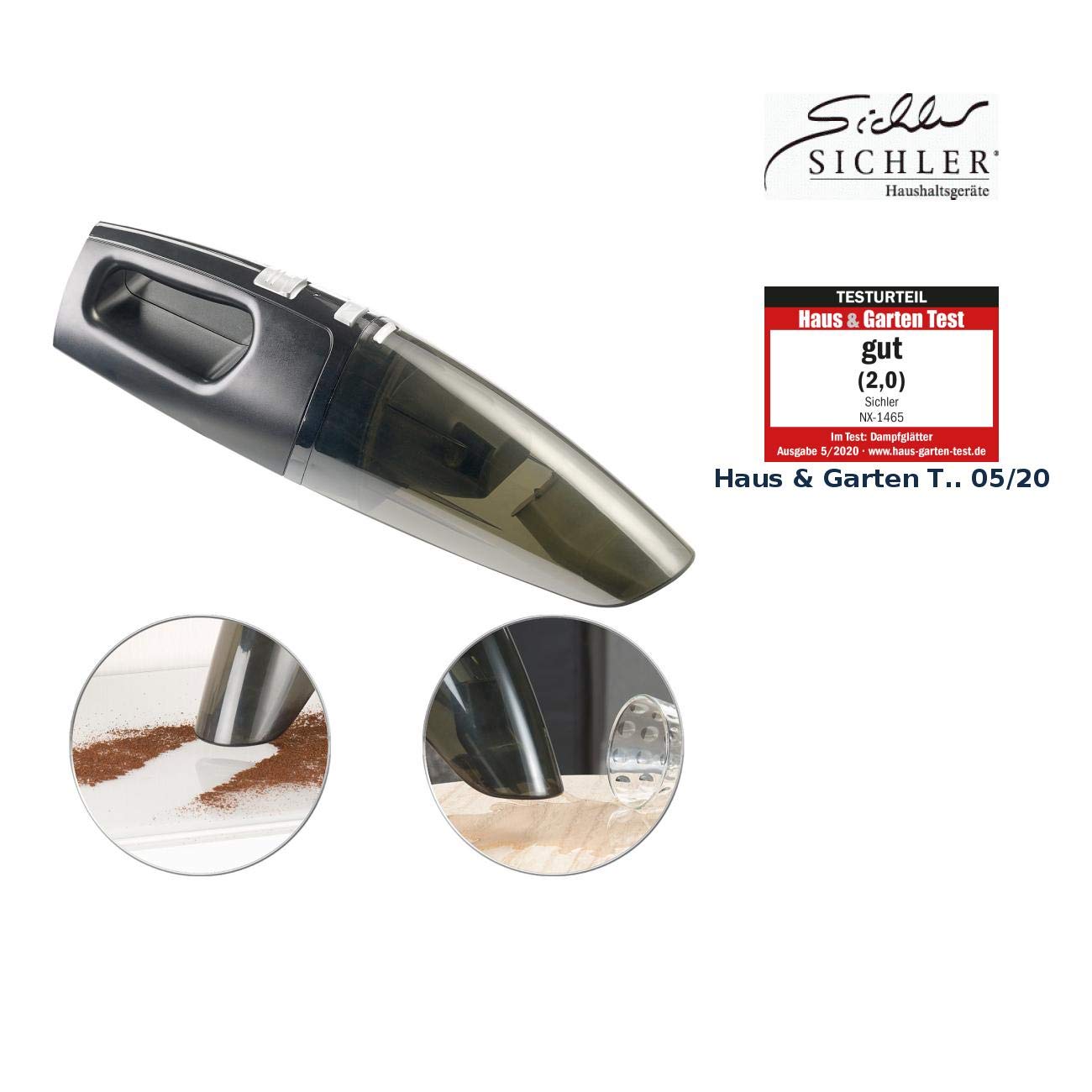 Sichler Haushaltsgeräte Tischstaubsauger: Nass- & Trocken-Handstaubsauger mit Akku, 75 Watt, Wandhalterung (Tischstaubsauger Akku, Tischsauger, Accu)