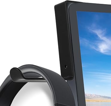 Headphone Holder for Monitor,Premium Metal Headsets Stand,Headphone Hanger | Sticky Hooks Hold 10Lbs, Headset Mount for Screen Side, for Airpods Max and all Headphone, Black